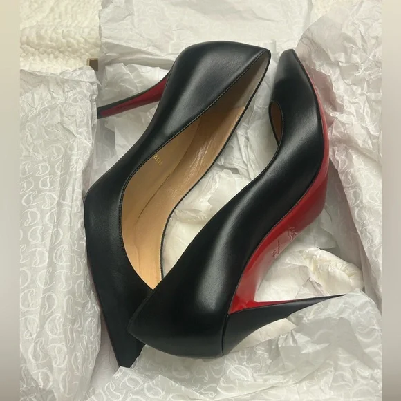 NWT Christian Louboutin Black Apostrophy Nappa Leather 85MM Pumps Size 40 - Picture 10 of 13
